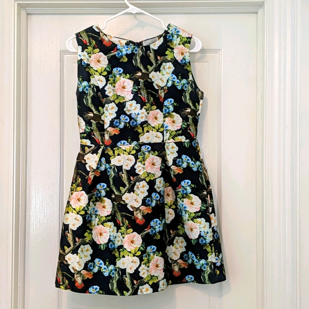 Mini Floral and Bird Print Dress